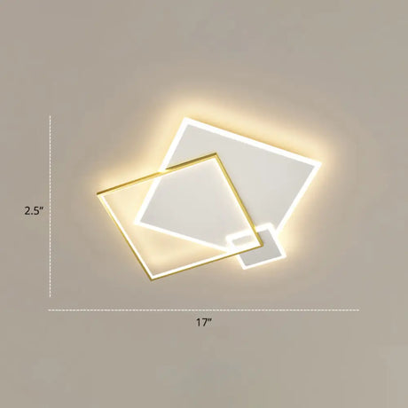 Contemporary Led Flush Mount Metal Ceiling Light For Bedrooms White - Gold / 16’ Square Plate