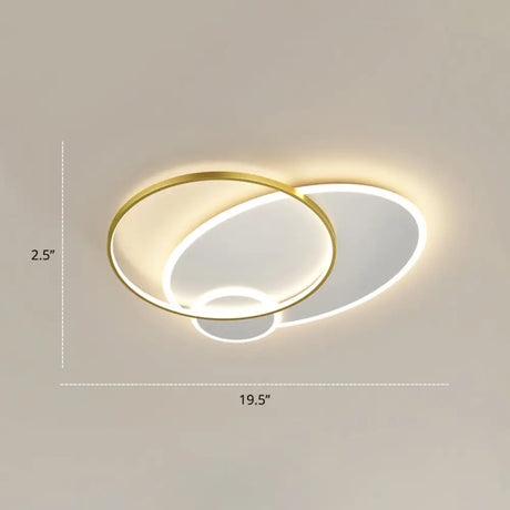 Contemporary Led Flush Mount Metal Ceiling Light For Bedrooms White - Gold / 19.5’ Round
