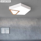 Contemporary Led Flushmount Ceiling Light - White/Green Pentagon Design With Warm Glow