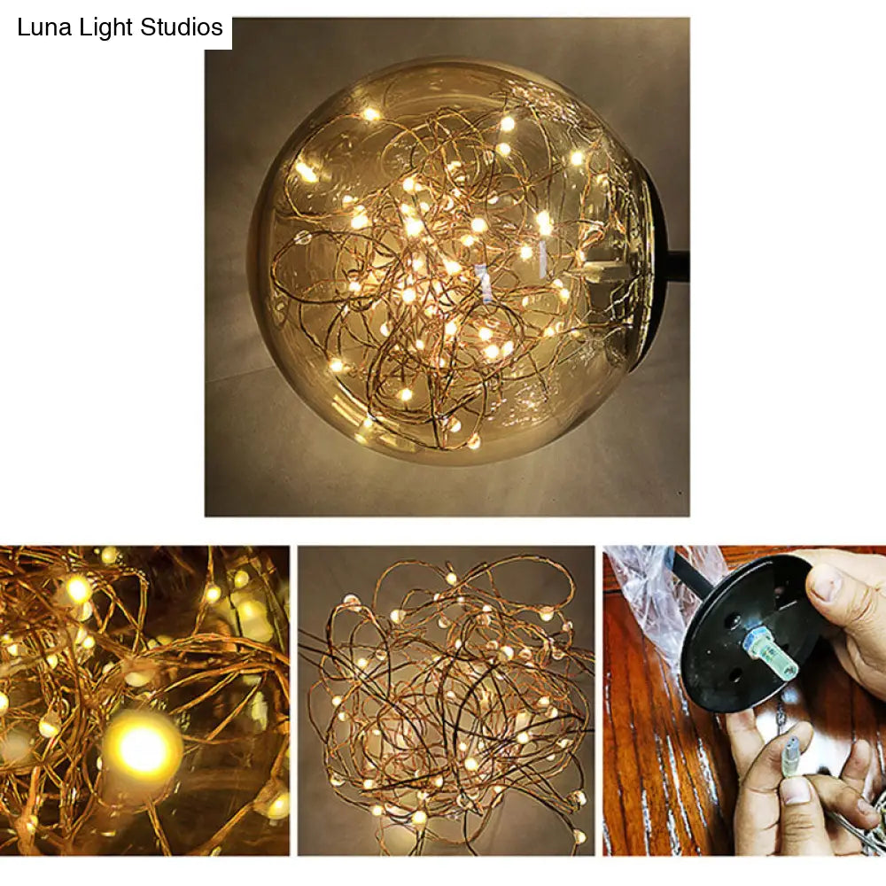 Contemporary Led Glass Wall Mount Light With Bedroom Starry Theme