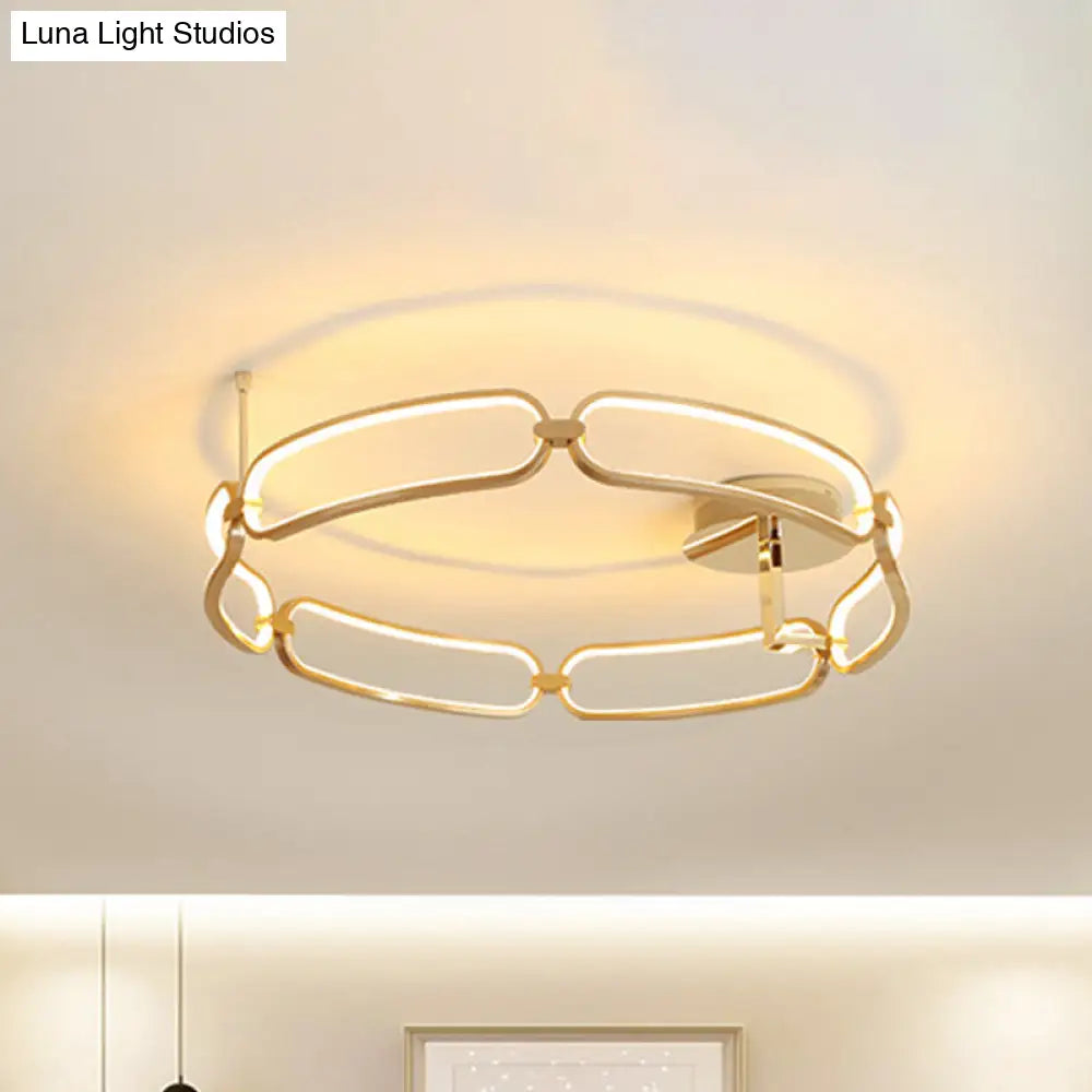 Contemporary Led Gold Flush Ceiling Light: 18’/23.5’/31.5’ Wide Acrylic Fixture In