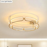 Contemporary Led Gold Flush Ceiling Light: 18’/23.5’/31.5’ Wide Acrylic Fixture In