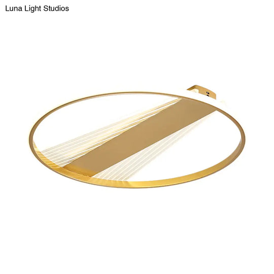 Contemporary Led Gold Flush Mount Ceiling Lamp For Bedroom - Ring Metal Fixture 18/21.5 Width