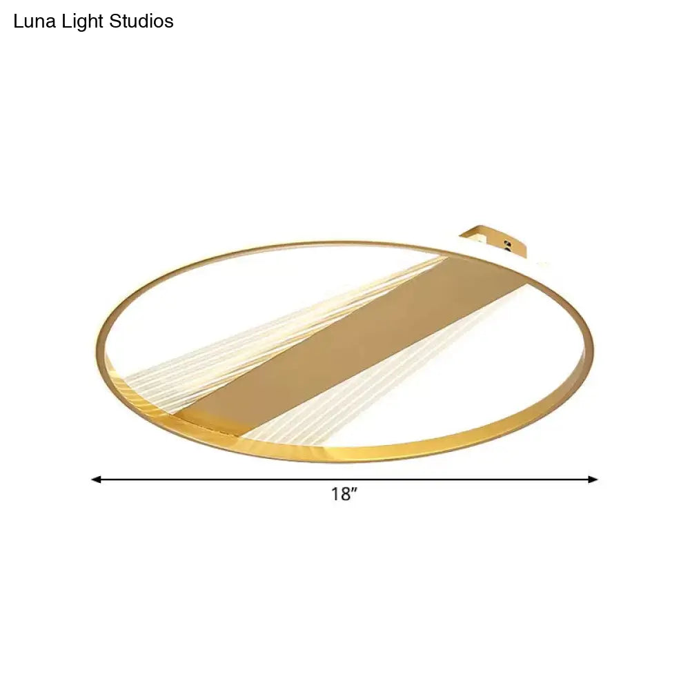 Contemporary Led Gold Flush Mount Ceiling Lamp For Bedroom - Ring Metal Fixture 18/21.5 Width