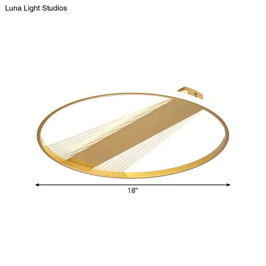 Contemporary Led Gold Flush Mount Ceiling Lamp For Bedroom - Ring Metal Fixture 18/21.5 Width