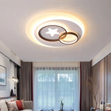 Contemporary Led Indoor Flush Lamp - White Circles Mount Lighting With Star Design Warm/White