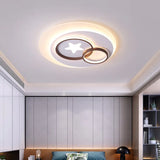 Contemporary Led Indoor Flush Lamp - White Circles Mount Lighting With Star Design Warm/White
