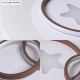Contemporary Led Indoor Flush Lamp - White Circles Mount Lighting With Star Design Warm/White