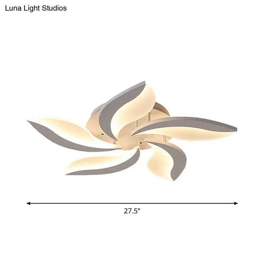 Contemporary Led Leaf Shaped Flushmount Lighting With Acrylic Diffuser - 3/12/15 Lights White