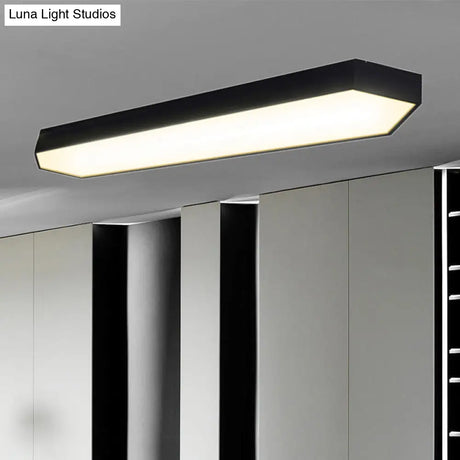 Contemporary Led Metal Strip Flush Mount Lighting - White/Black/Silver 4’/8’ Wide 3 Light Options