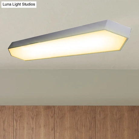 Contemporary Led Metal Strip Flush Mount Lighting - White/Black/Silver 4/8 Wide 3 Light Options