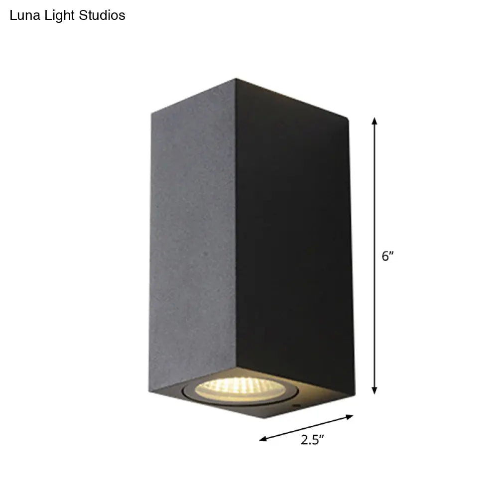 Contemporary Led Outdoor Wall Mount Sconce Light With Metal Shade - Black