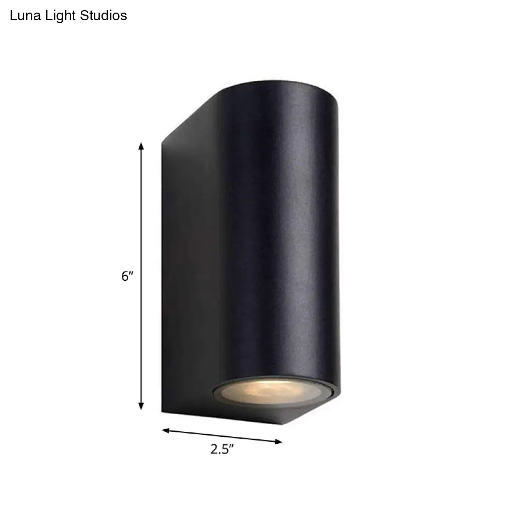 Contemporary Led Outdoor Wall Mount Sconce Light With Metal Shade - Black