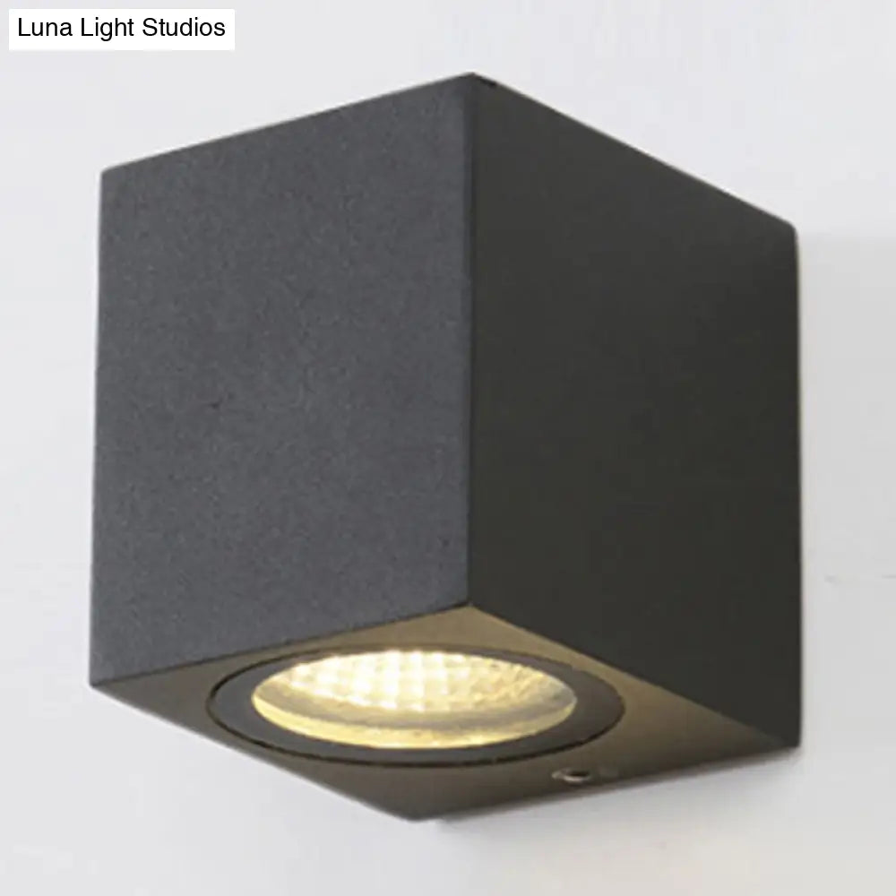 Contemporary Led Outdoor Wall Mount Sconce Light With Metal Shade - Black