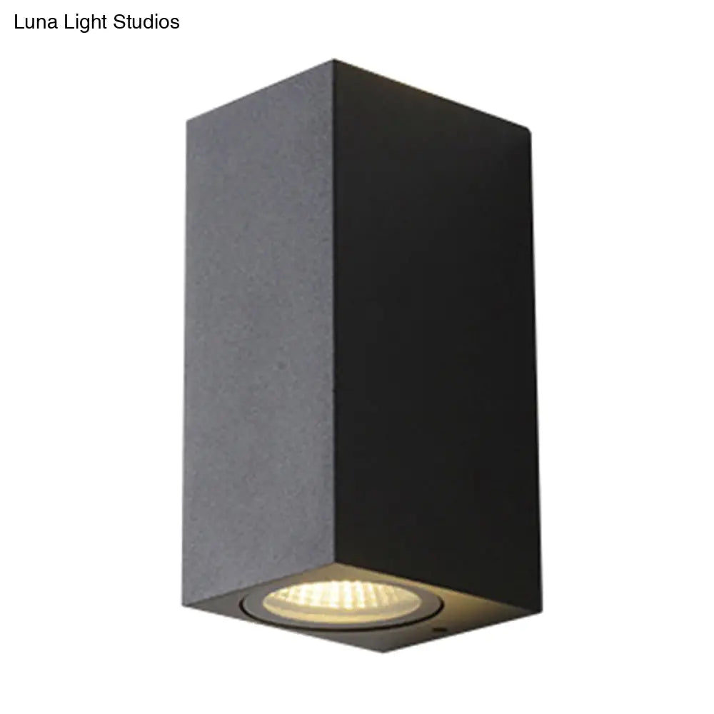 Contemporary Led Outdoor Wall Mount Sconce Light With Metal Shade - Black
