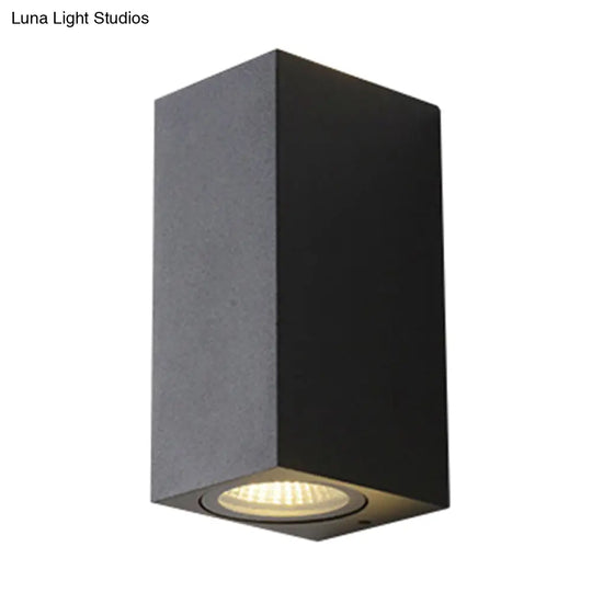 Contemporary Led Outdoor Wall Mount Sconce Light With Metal Shade - Black