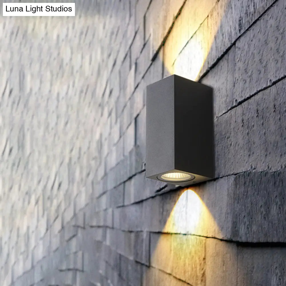 Contemporary Led Outdoor Wall Mount Sconce Light With Metal Shade - Black