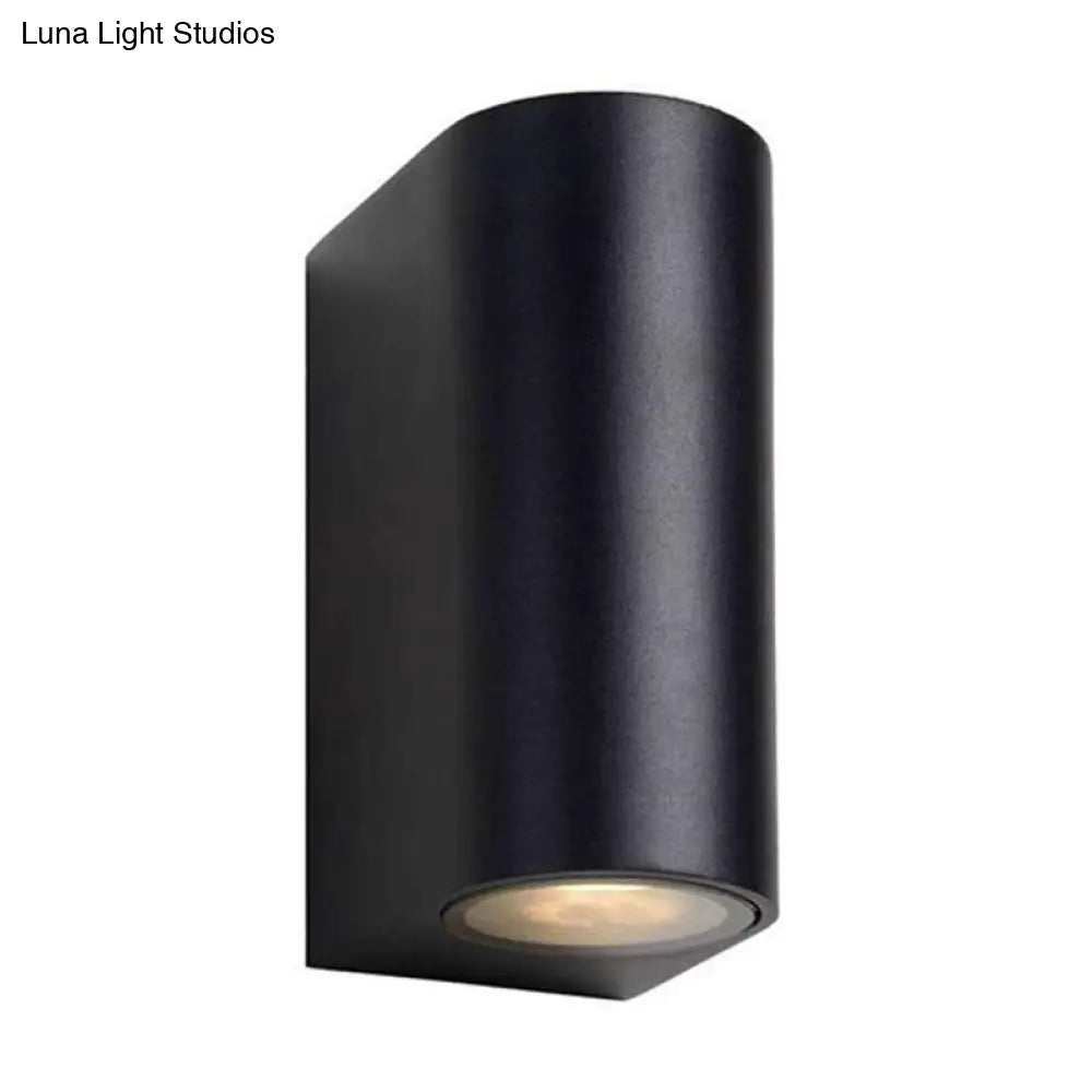 Contemporary Led Outdoor Wall Mount Sconce Light With Metal Shade - Black