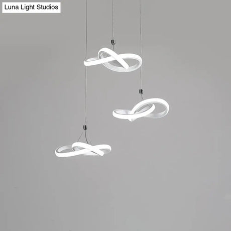 Contemporary Led Pendant Chandelier: Seamless Metal Suspension Light In Warm/White