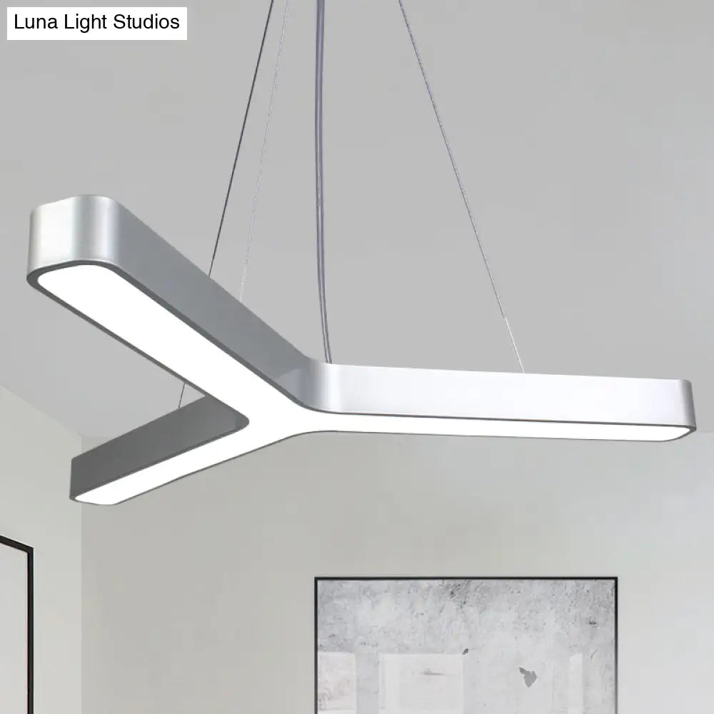 Modern Y-Shaped Led Pendant Light For Gymnasium Ceiling Silver / 23.5