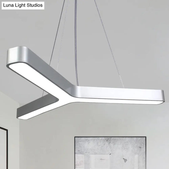 Modern Y-Shaped Led Pendant Light For Gymnasium Ceiling Silver / 23.5