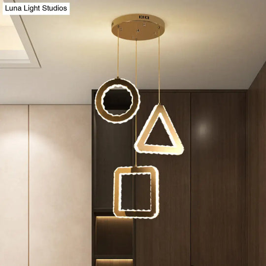 Contemporary Led Pendant Lighting With Clear Crystals And Stainless-Steel Finish / Round