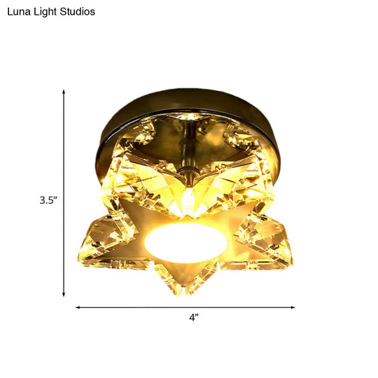 Contemporary Led Star Shaped Ceiling Mounted Fixture - Clear Crystal Nickel Warm/White Light