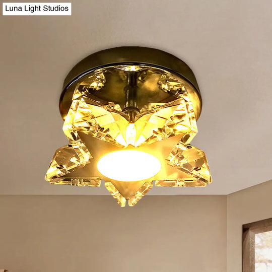 Contemporary Led Star Shaped Ceiling Mounted Fixture - Clear Crystal Nickel Warm/White Light