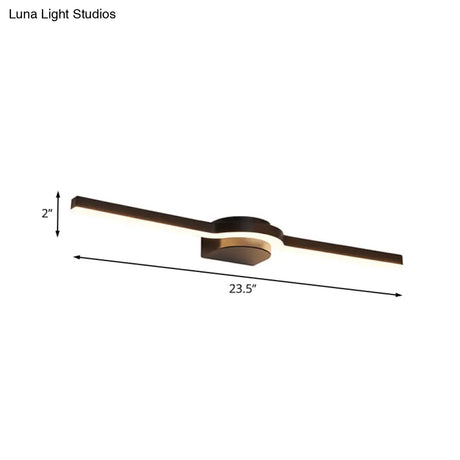 Contemporary Led Vanity Light In Black And White/Warm - 16/23.5 Slim Line Acrylic Wall Sconce