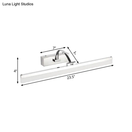Contemporary Led Vanity Light Slim Acrylic Design Chrome Finish Wall Mounted Bathroom Lamp (16/19.5