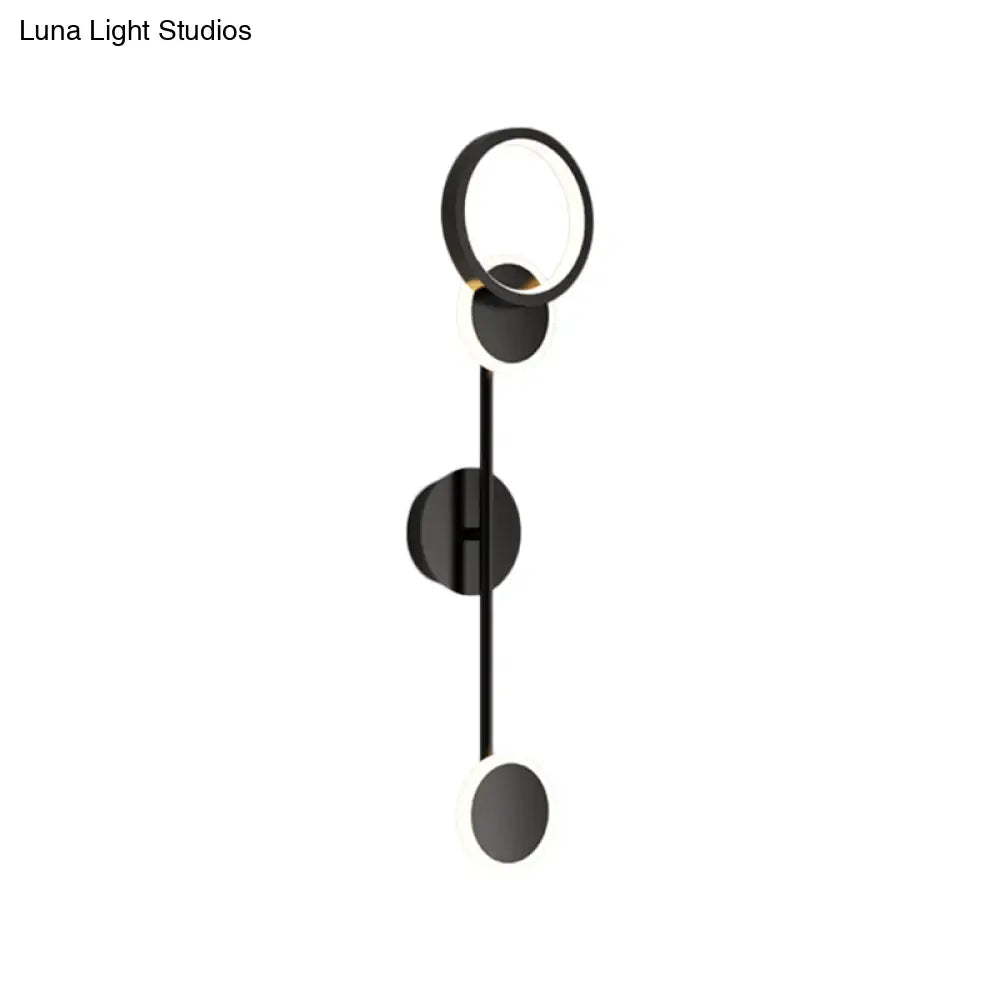 Contemporary Led Wall Sconce In Metallic Round Design - Black 2/3/4 Lights
