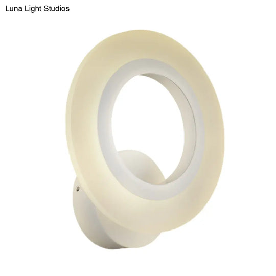 Contemporary Led Wall Sconce Lamp - White Ring Design With Acrylic Shade Warm/White Light