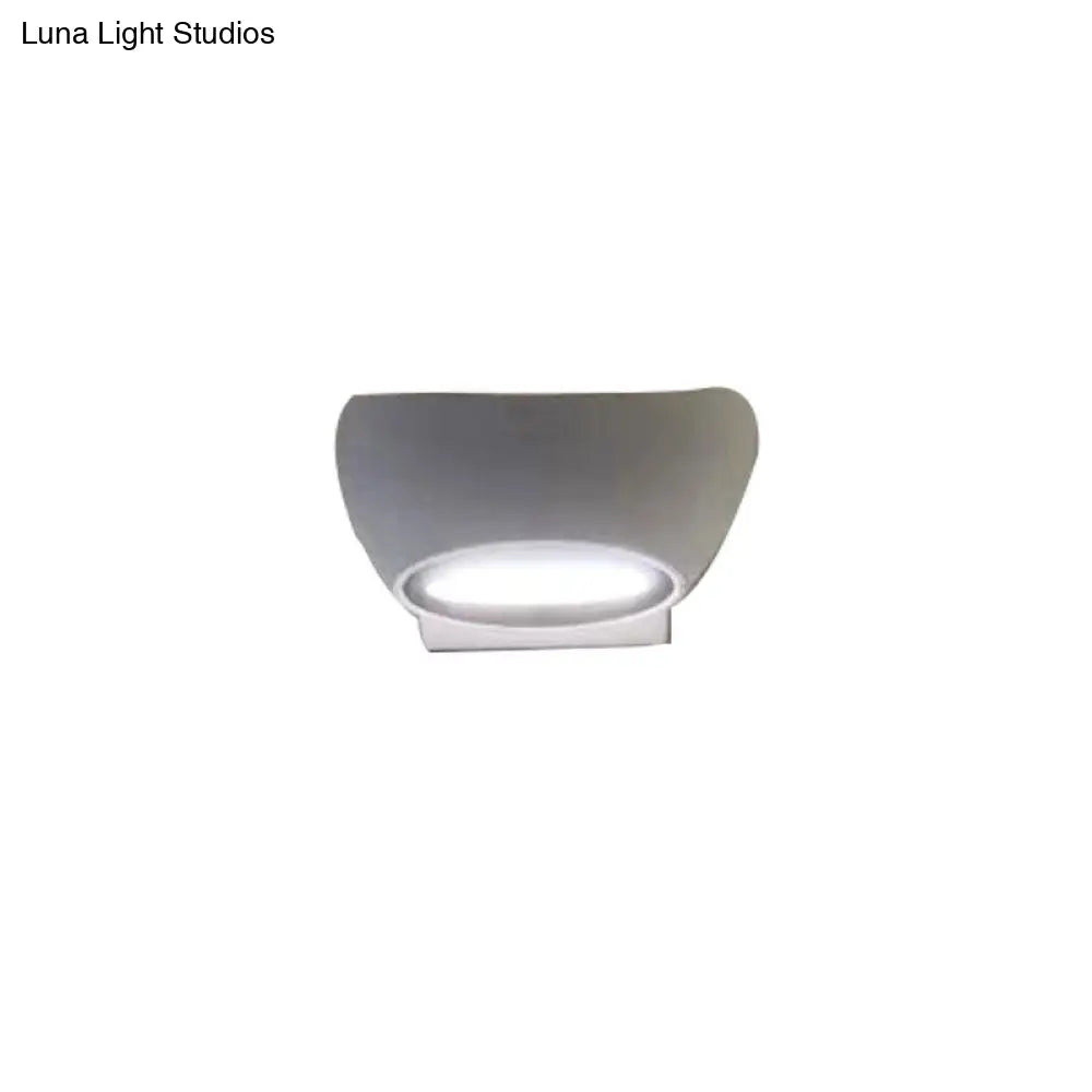 Contemporary Led Wall Sconce Light Fixture- Elliptical Shape Metallic Courtyard Lighting