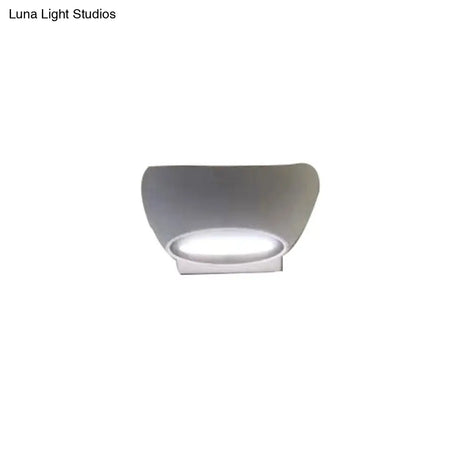 Contemporary Led Wall Sconce Light Fixture- Elliptical Shape Metallic Courtyard Lighting