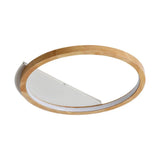 Contemporary Led Wood Ring Flush Mount Ceiling Light In Beige - 13/17/21 Width