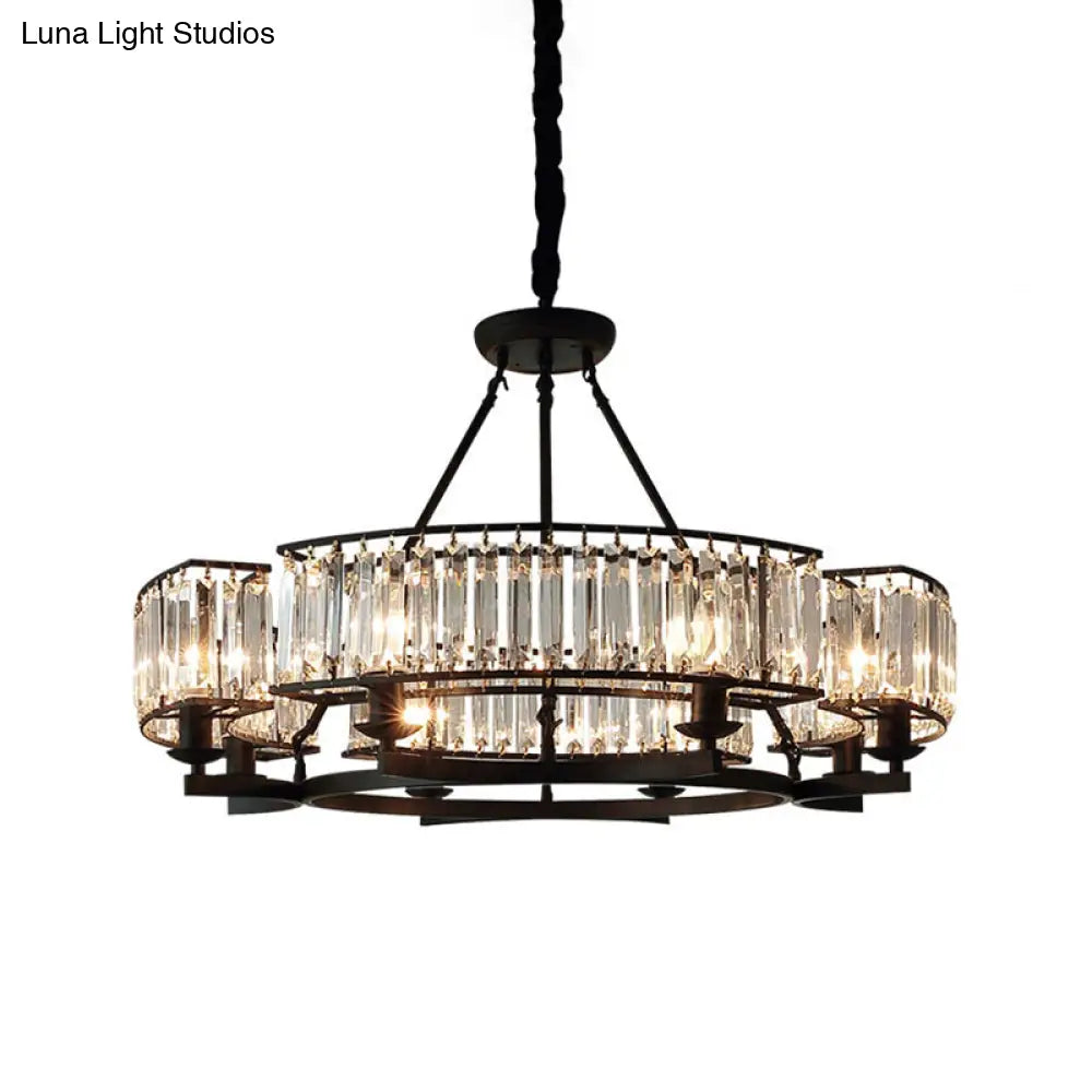 Contemporary Loop Chandelier With Crystal Prism Pendant Lighting - Ideal For Living Room