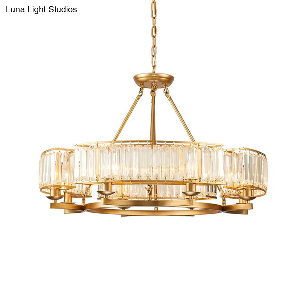 Contemporary Loop Chandelier With Crystal Prism Pendant Lighting - Ideal For Living Room