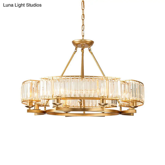 Contemporary Loop Chandelier With Crystal Prism Pendant Lighting - Ideal For Living Room