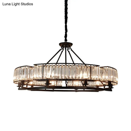 Contemporary Loop Chandelier With Crystal Prism Pendant Lighting - Ideal For Living Room