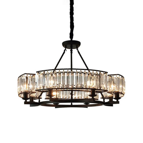 Contemporary Loop Chandelier With Crystal Prism Pendant Lighting - Ideal For Living Room 8 / Dark