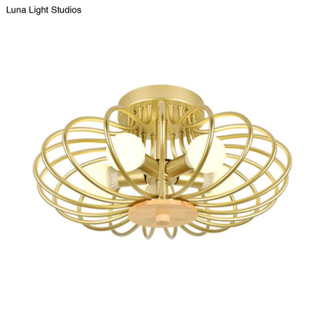 Contemporary Melon Flush Mount Light In Gold - Perfect For Corridors