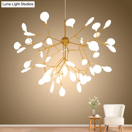 Contemporary Metal Branch Pendant Light With Led Suspension