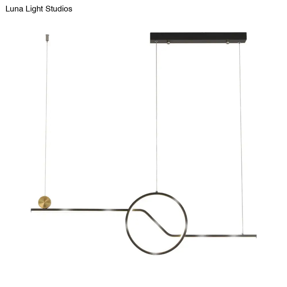 Contemporary Metal Ceiling Light With Led Island Pendant In Black For Dining Room Warm/White