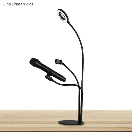 Contemporary Metal Circular Vanity Light With Usb Led Fill Lighting And Mobile Phone Support - Sleek