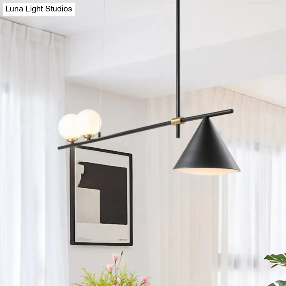 Contemporary Metal Cone Island Light With 3 Heads And Gold/Black Finish For Dining Room Ceiling