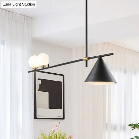 Contemporary Metal Cone Island Light With 3 Heads And Gold/Black Finish For Dining Room Ceiling