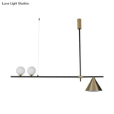 Contemporary Metal Cone Island Light With 3 Heads And Gold/Black Finish For Dining Room Ceiling