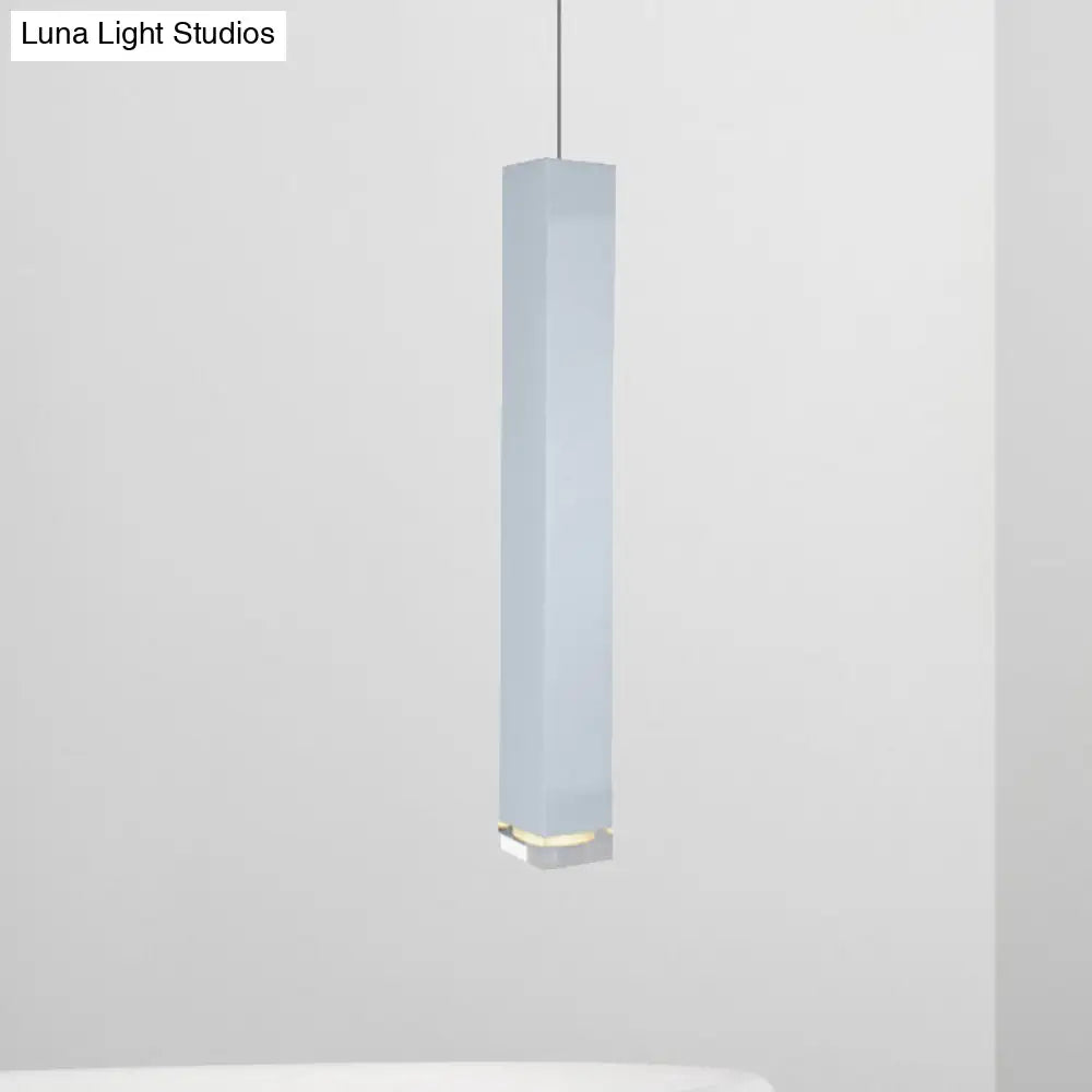 Contemporary Metal Cuboid Suspension Light For Dining Room - Led Pendant In Black/White Size
