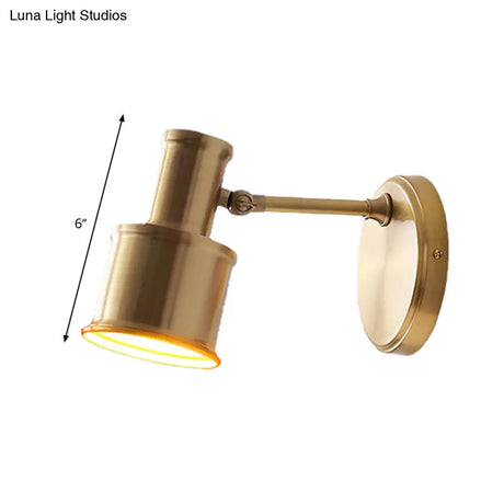 Contemporary Metal Cylinder Wall Sconce Lighting - Gold 1-Head Light For Bedroom