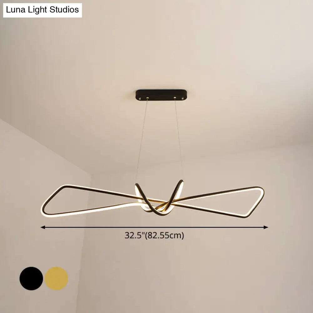 Contemporary Metal Dining Room Hanging Light Kit With Bowtie Led Island Lighting